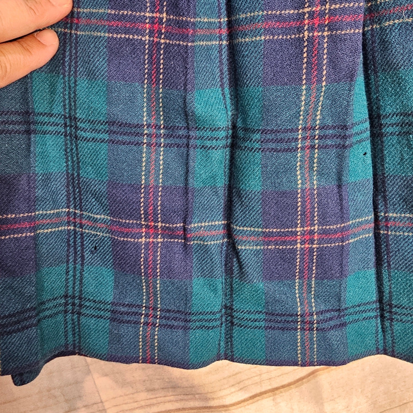 Pendleton Vintage 80s Skirt Womens Small 100% Virgin Wool Blue Plaid A-Line