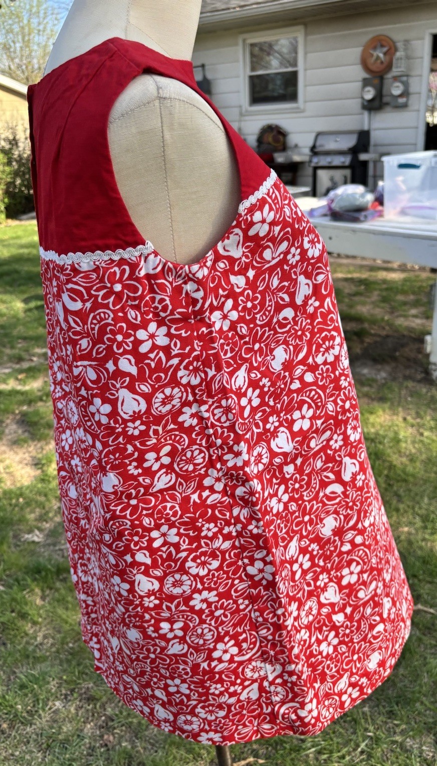 VTG Mod 60s Go Go Red Mini Dress Handmade Size XL 36x42x44&Prime; Floral 30&Prime;L