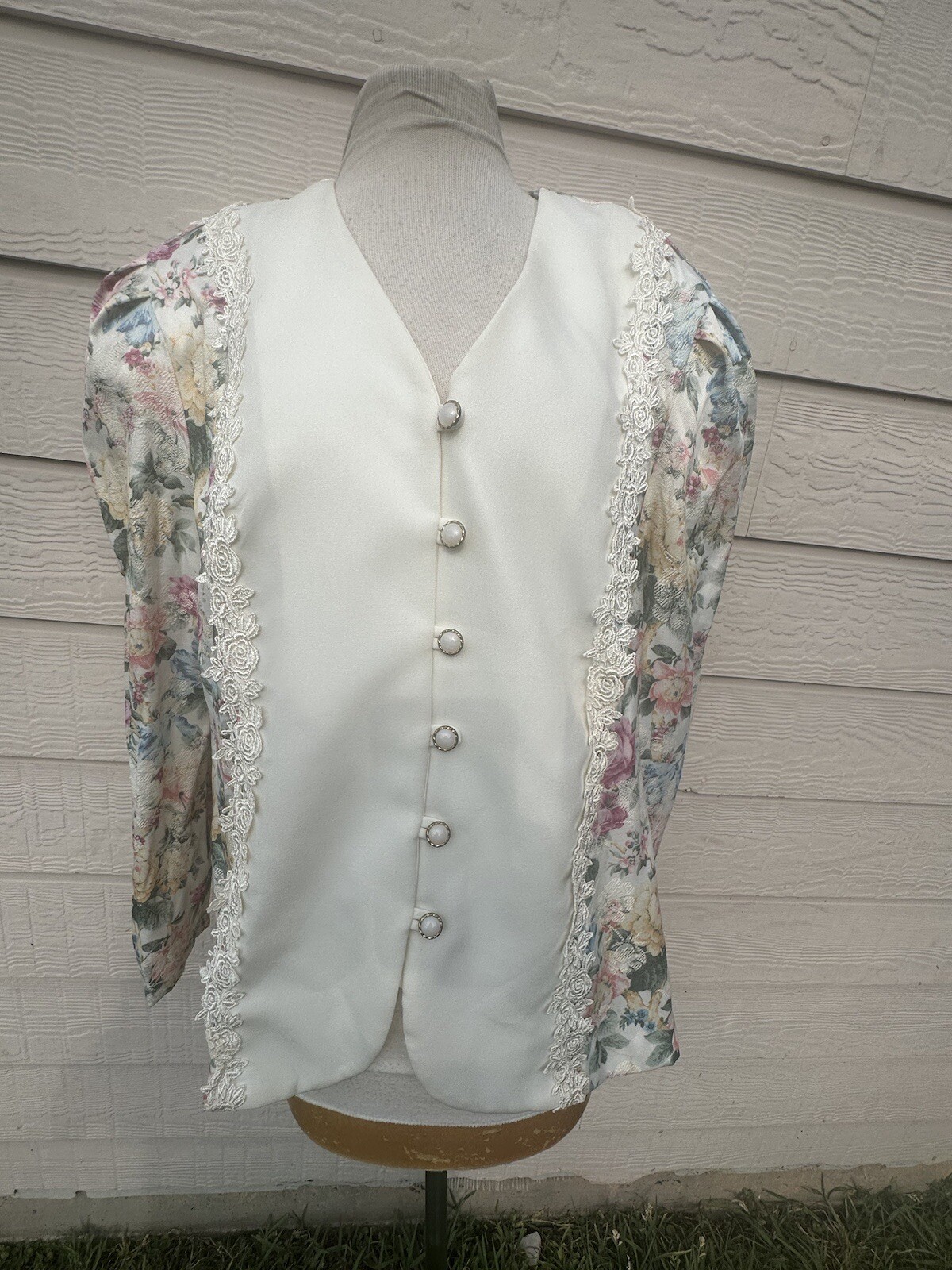 Vintage Risa Ann New York Jacket Size Xl ?20?Floral Button Up Blazer Pads