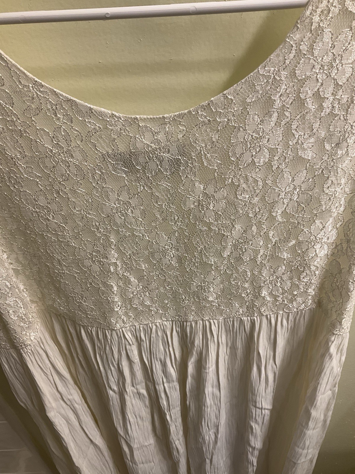 Vintage SL fashions ivory sleeveless maxi dress 12 lace floral bodice whimsy
