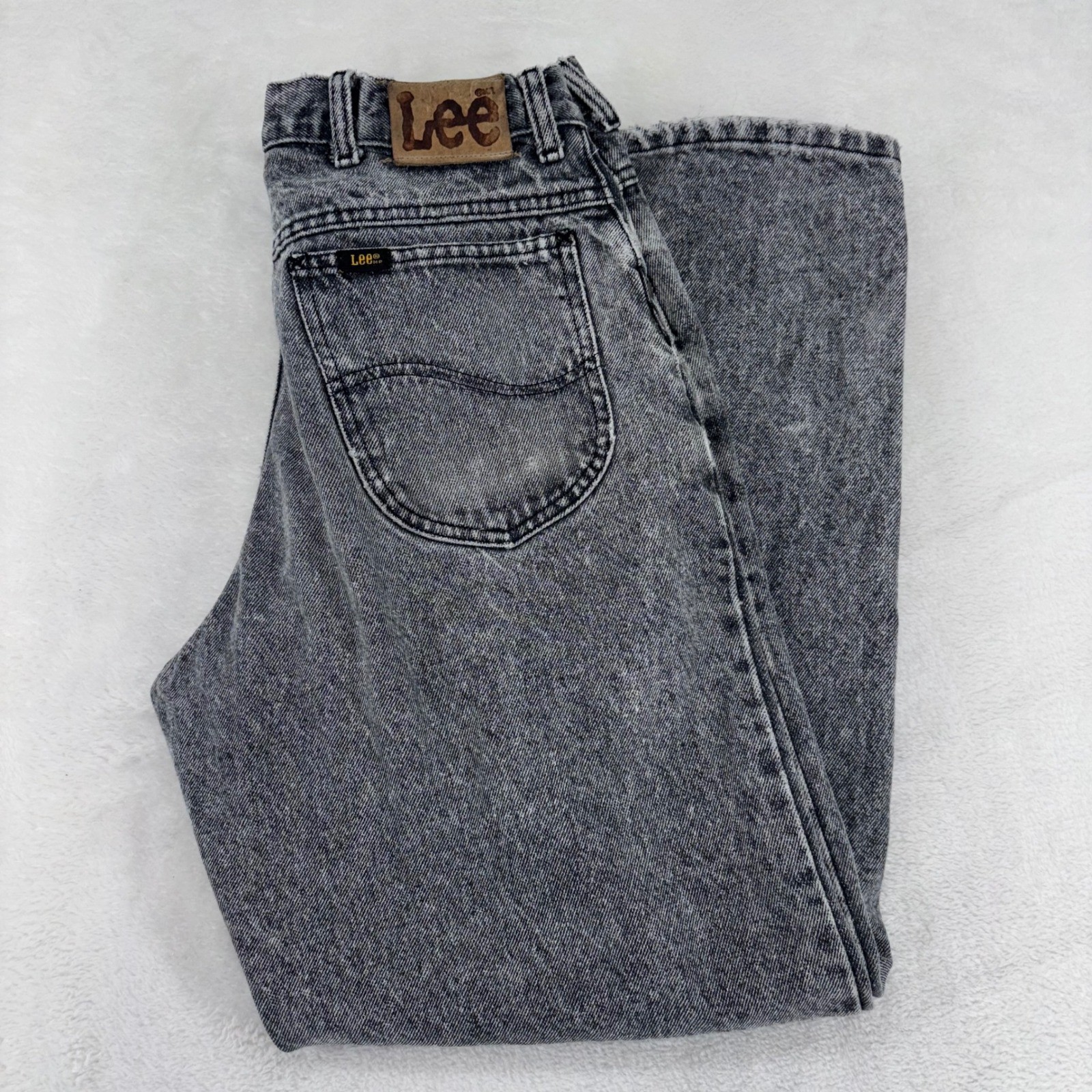 Vintage Lee Grey Acid Wash High Waisted Relaxed Fit Jeans Made in USA 32×30 11