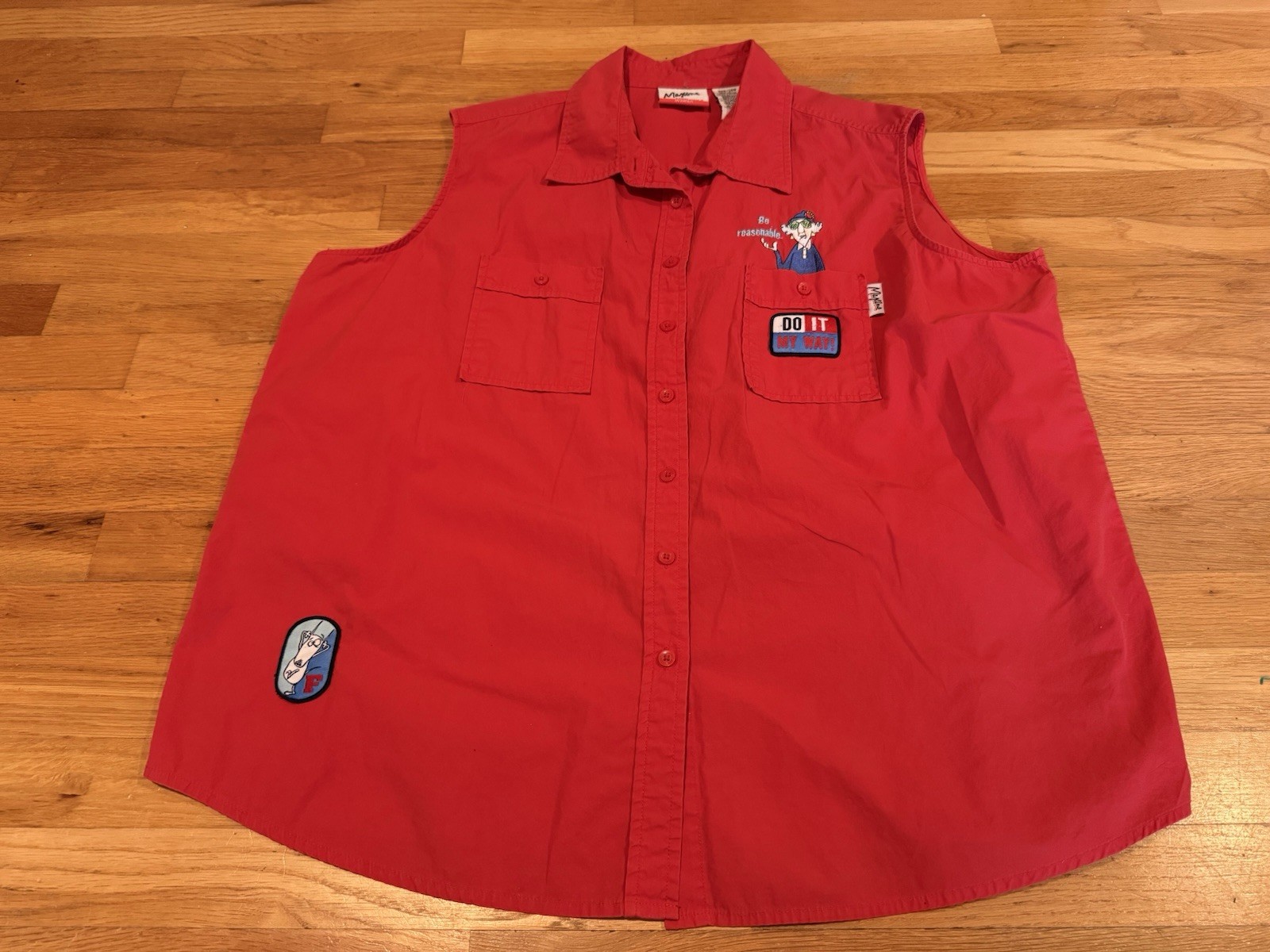 Vintage Woman&rsquo;s Maxine « Be Reasonable » Red Work Vest 22W/24W