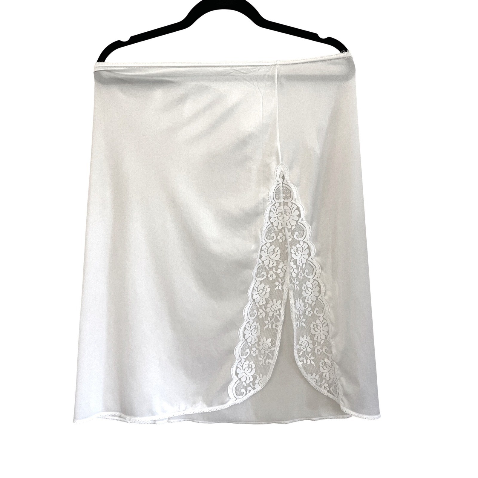 J.C. Penney med White Nylon Half Slip Skirt A-Line Lace Lingerie 25&Prime; slit