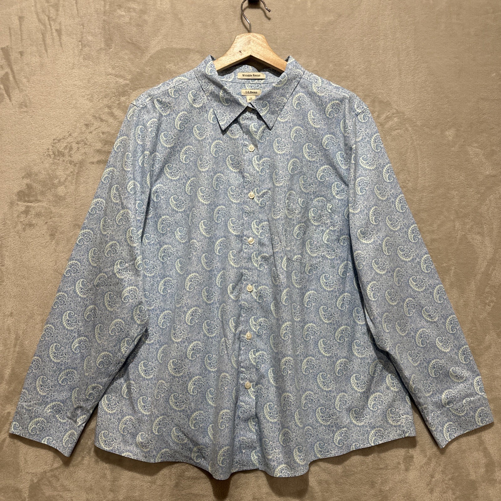 L.L.Bean Wrinkle Free Bayside Shirt Paisley Women&rsquo;s 2X Button Down Long Sleeve