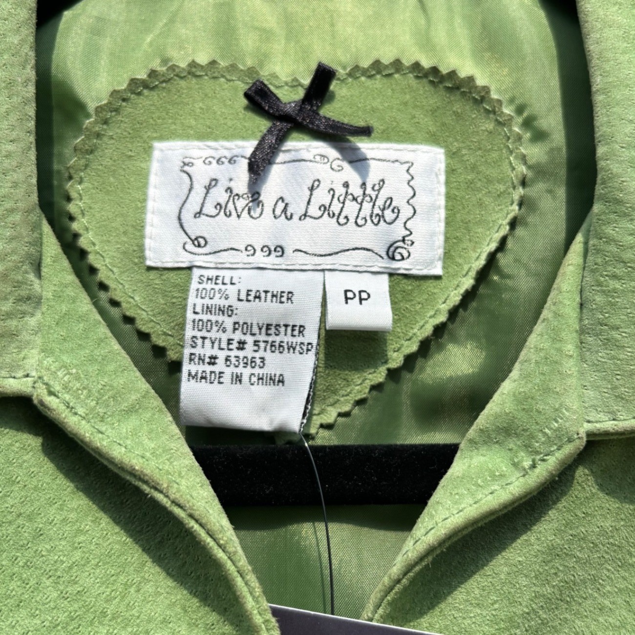 Green Leather Suede Jacket Lightweight Small Y2K Chartreuse Minimalism Preppy