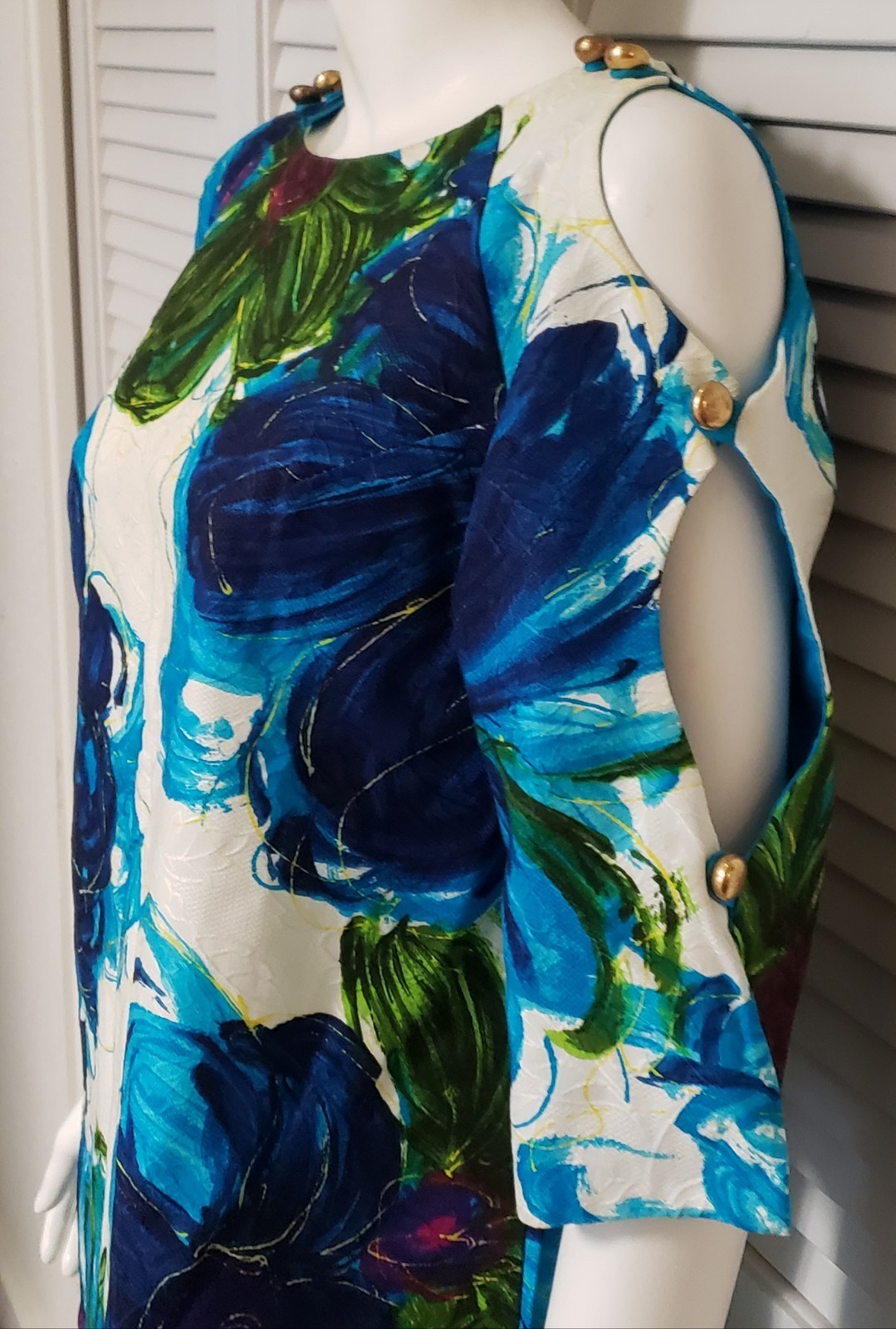 VINTAGE ALICE POLYNESIAN FASHIONS HAWAIIAN FLORAL 60s maxi DRESS 36&Prime; Bust