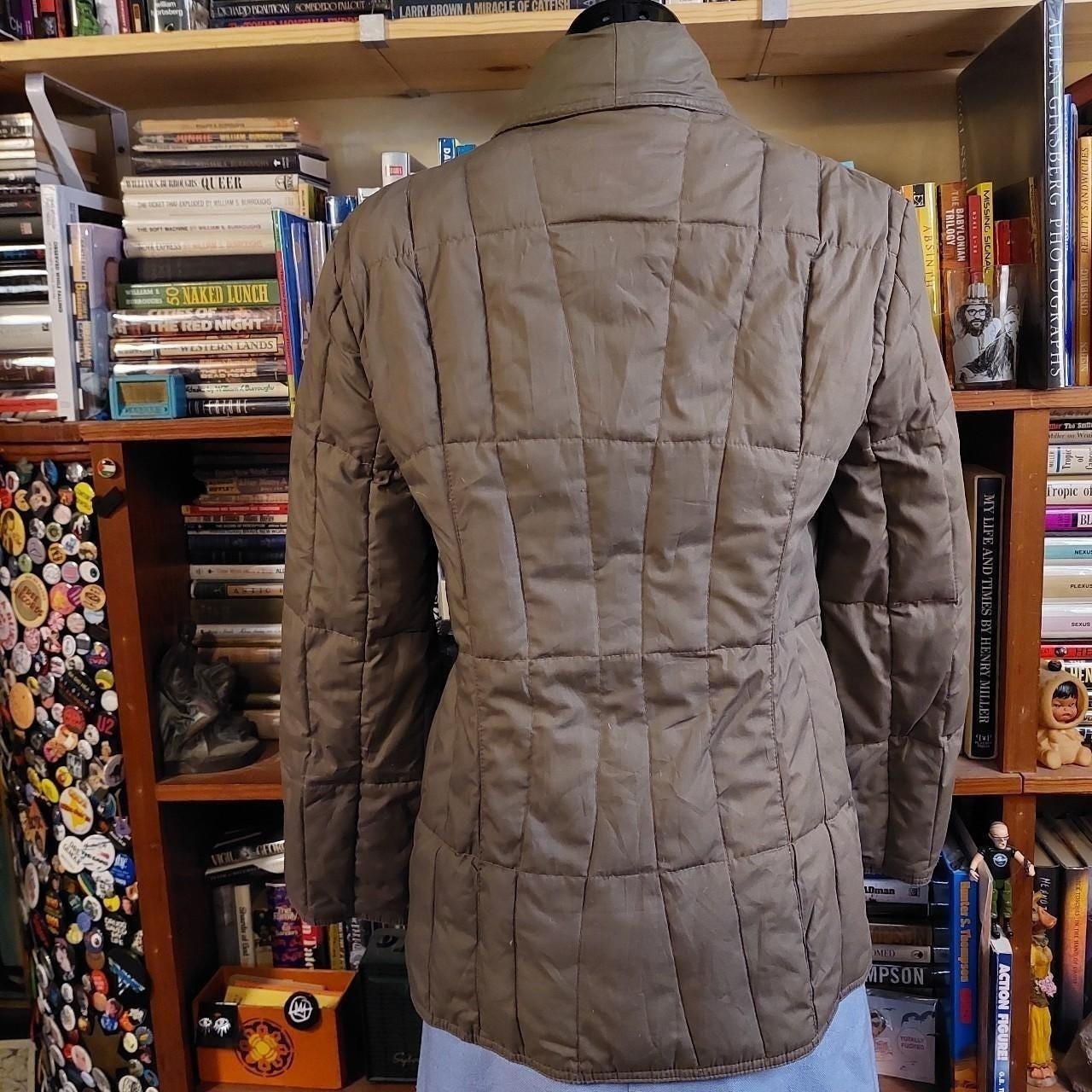 Vintage green down quilted jacket.