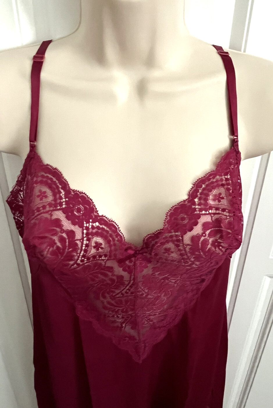 Vintage Full Slip Vassarette S Underneath It All Maroon Satin Lingerie Intimates