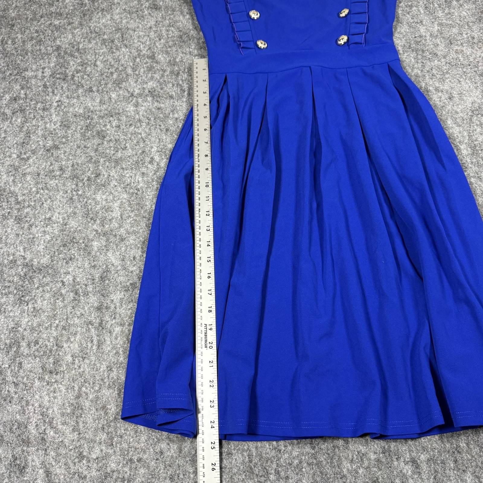 1960s Era Women’s Mod Dress Cobalt Blue Collared Size Medium Button Details