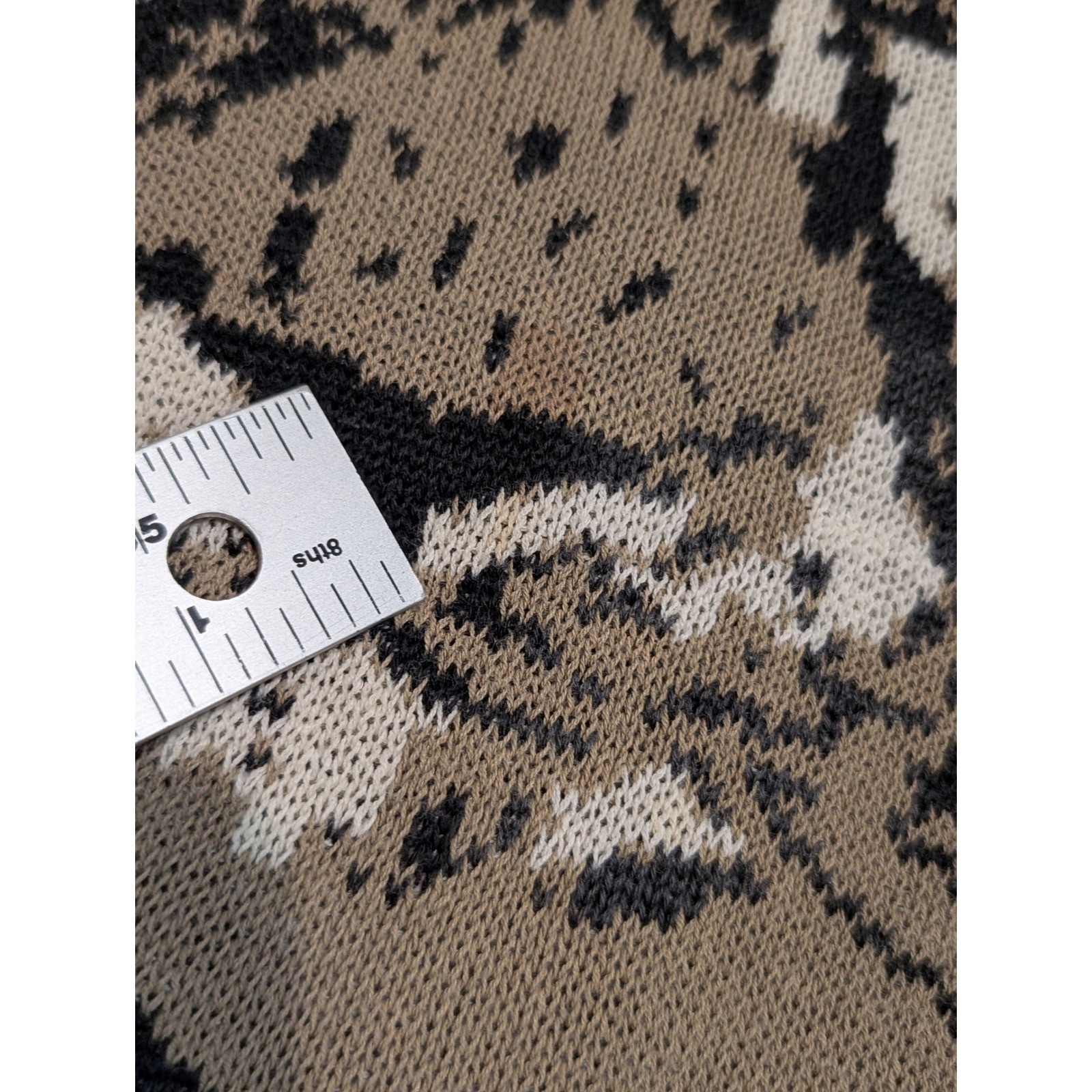 Vintage EscadaLeopard Intarsia Knit Sweater Tan Black EU 42 US M/L? Read