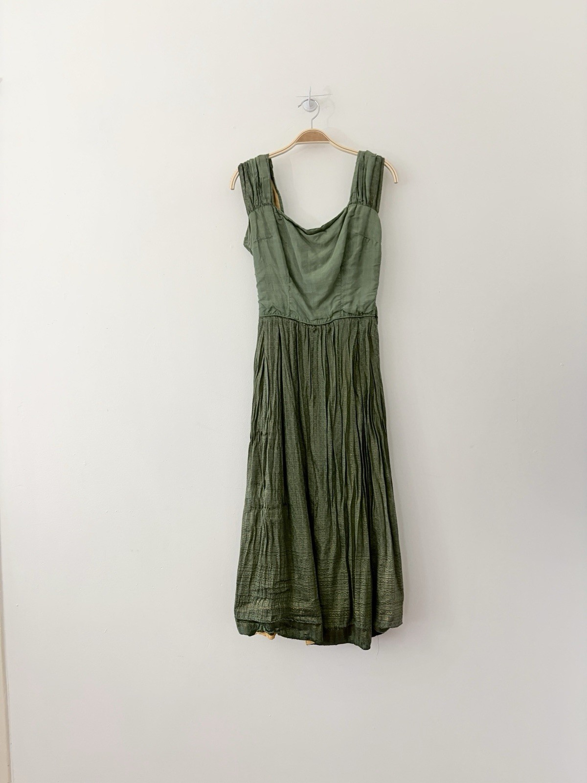 40s 50s Couture/Custom Made Gold Lamé Cocktail Dress Boning Old Hollywood XS