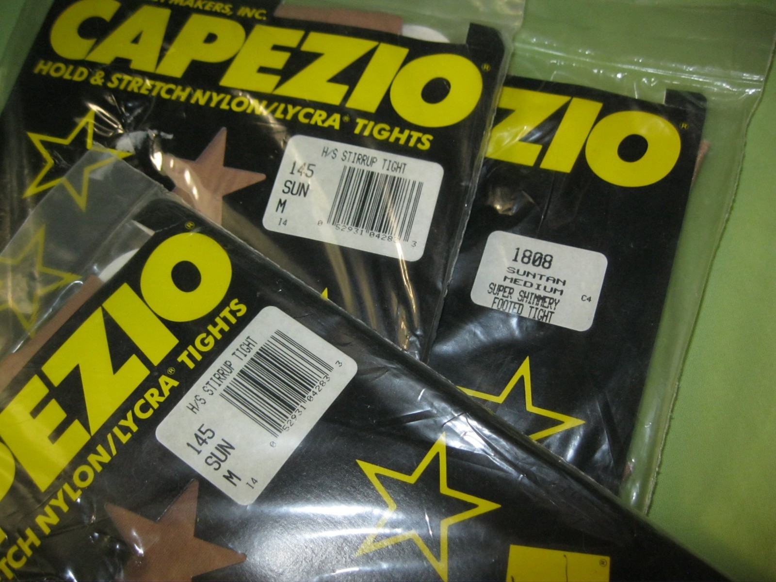 Vintage 1990 Ballet Makers CAPEZIO Suntan TIGHTS 3 Pairs MEDIUM Stirrup & Footed