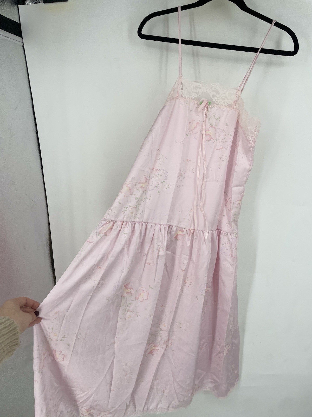 Vintage Pinehurst Lingerie Medium Pink Floral Lace Slip Dress Nightgown