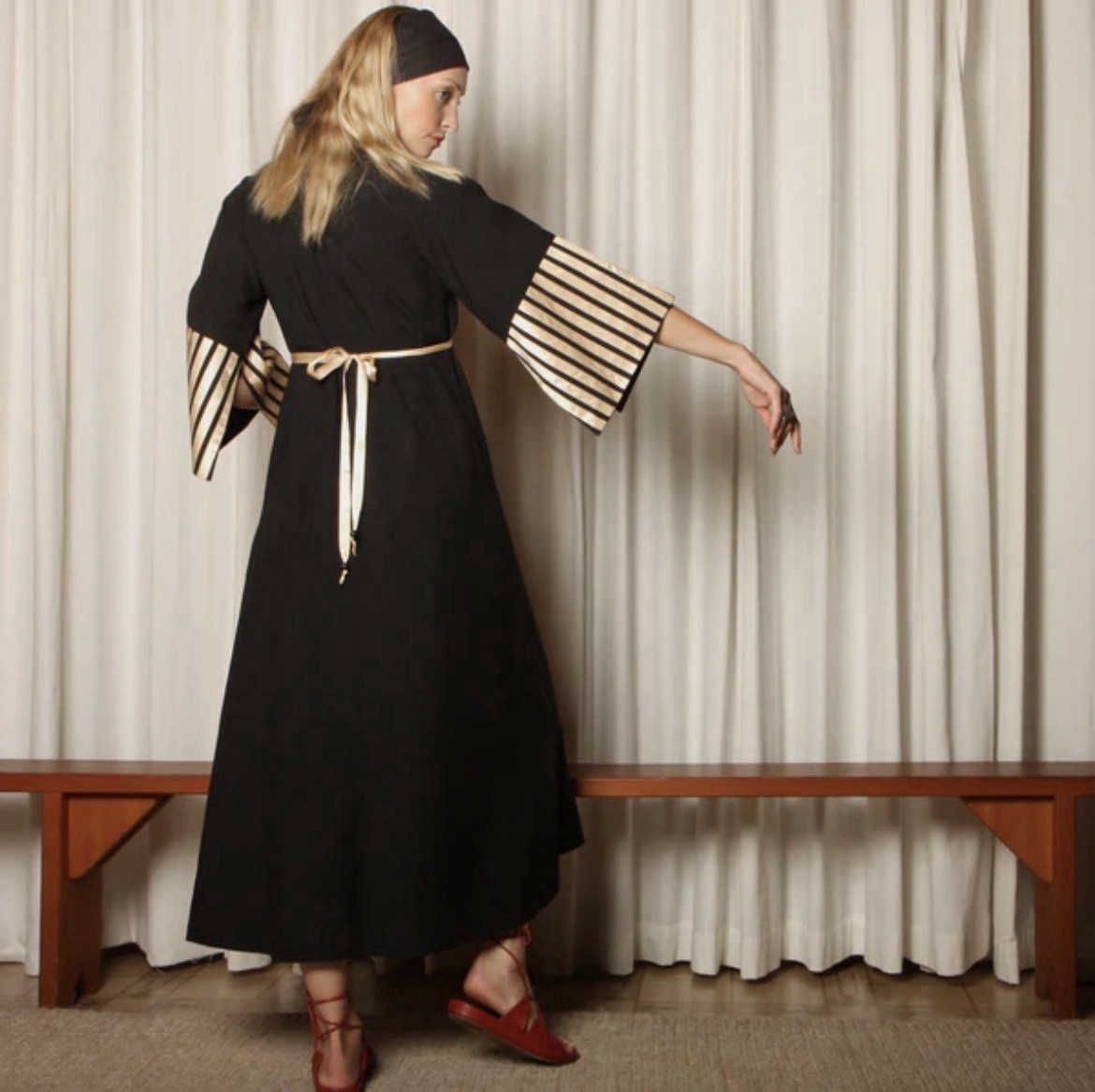 Vtg 60s Aiko California Maxi Dress Fantasy Goth Medieval Cosplay Renaissance 10