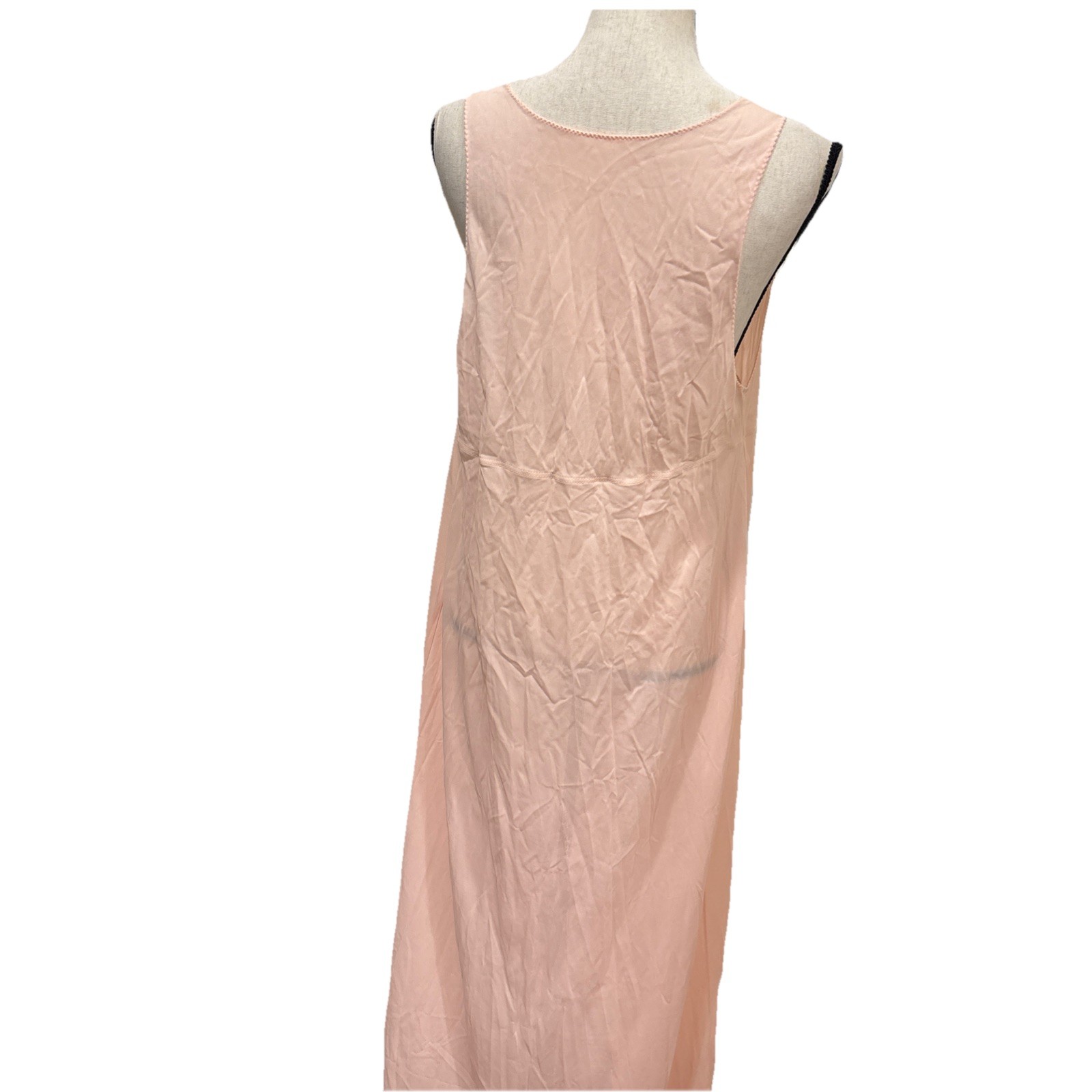 Nightgown Peach 70s Prairie Style Union Made Lace Trim Size Large Vintage