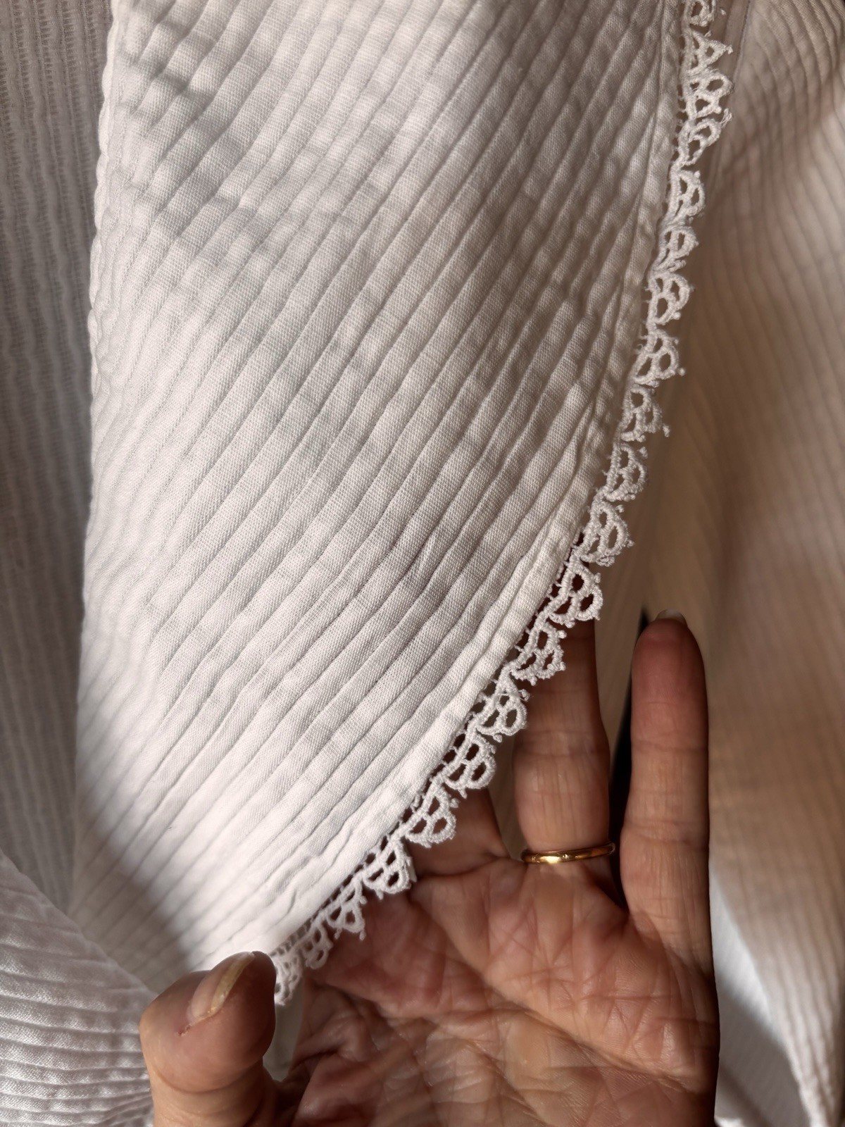 Antique Edwardian Early 1900s White Cotton Dressing Gown Robe Sz S Empire Waist