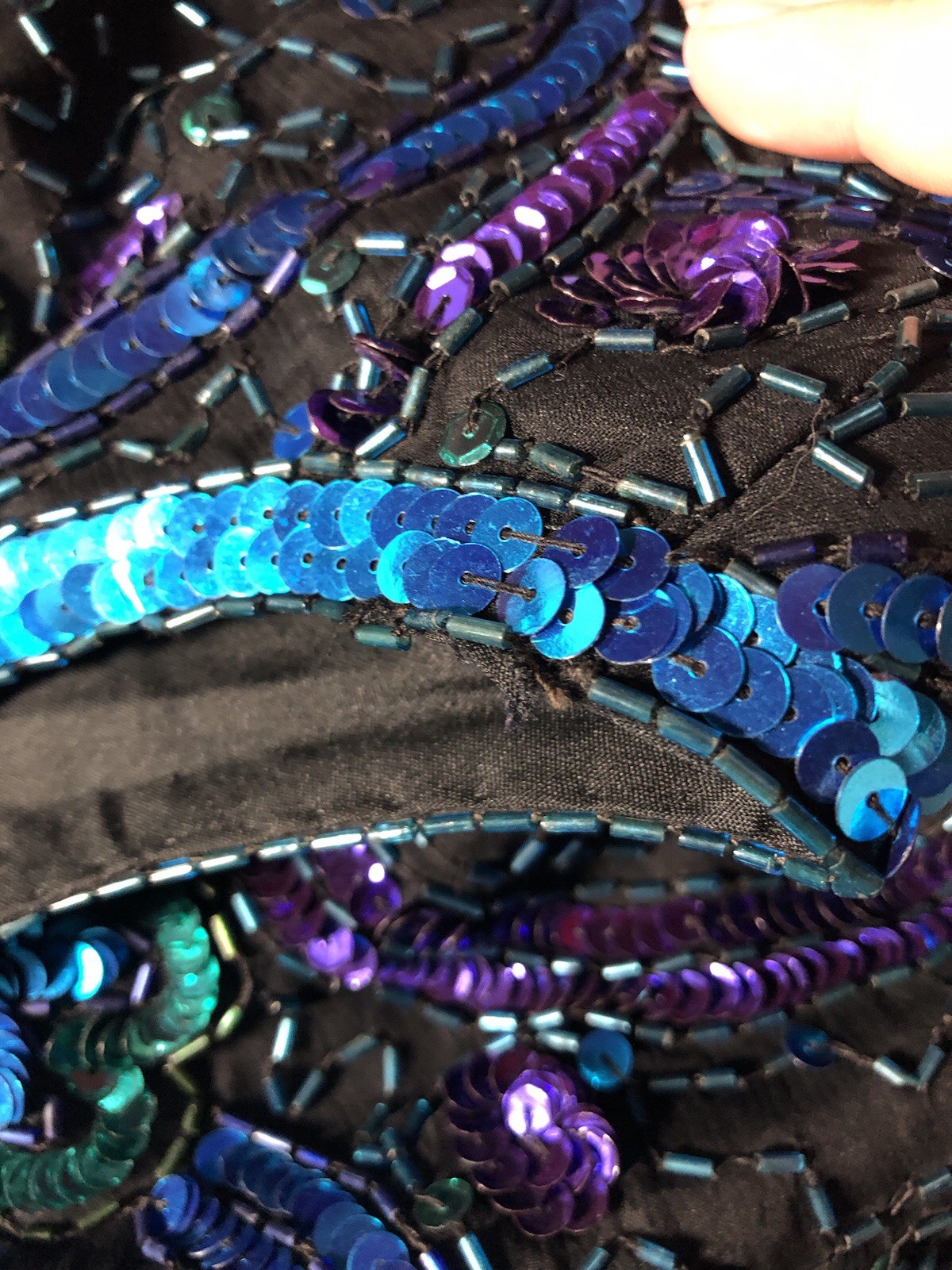 VTG 80s Lawrence Kazar Beaded Sequins Evening Wear Party Blue Top NWT B-37 L