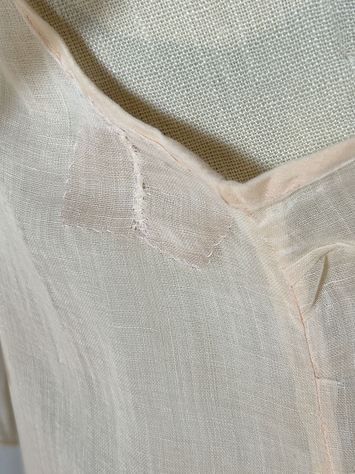 Antique 1920s Peach Sheer Muslin Flapper Dress Capelet Collar Sleeveless sz 4/6