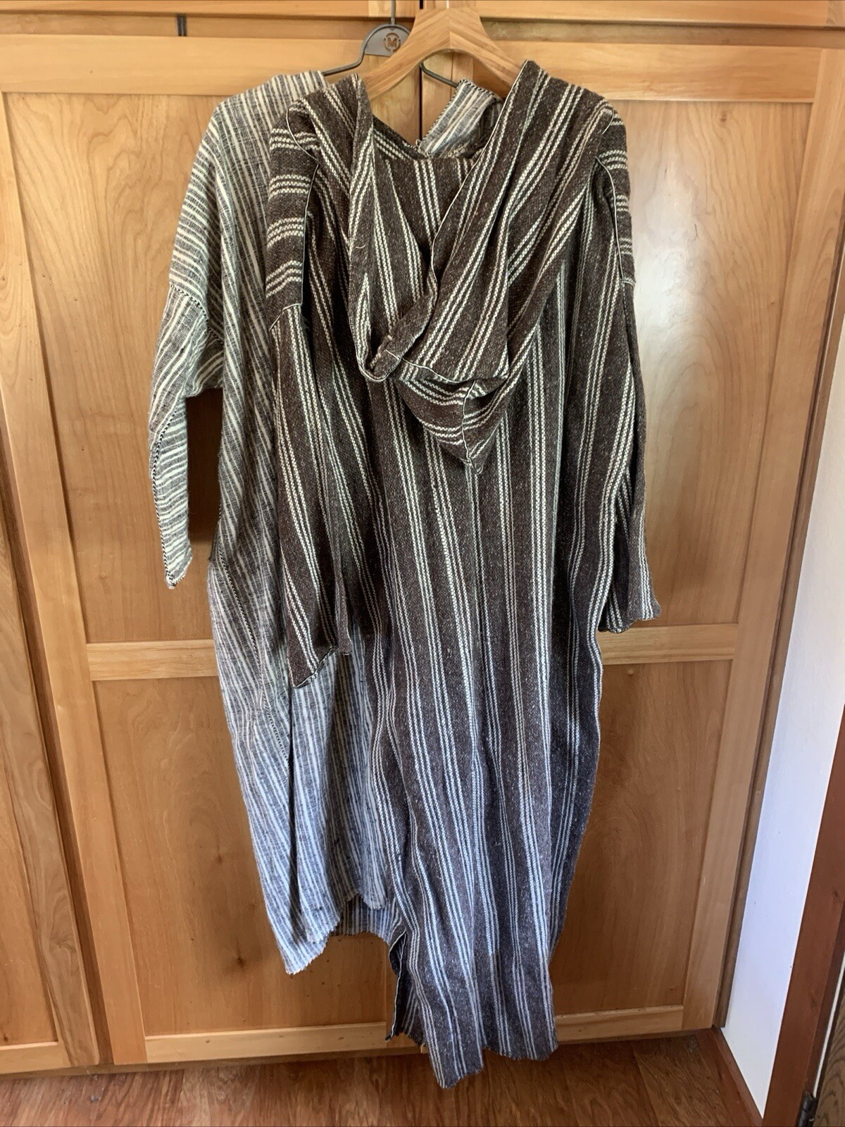 Vintage Moroccan Casablanca Wool Jillaba Djellaba Blanket Coat Poncho