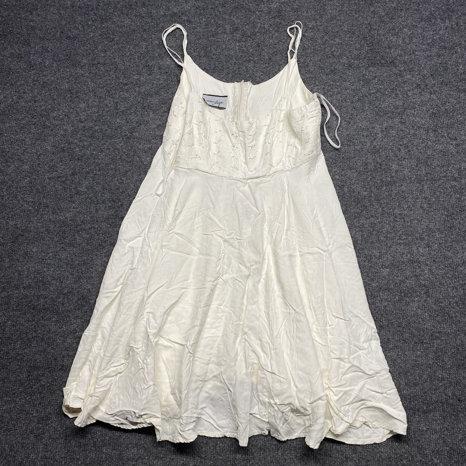 Vintage Breakin’ Loose Made in USA Slip Mini Dress Womens 7/8 Off White Ivory