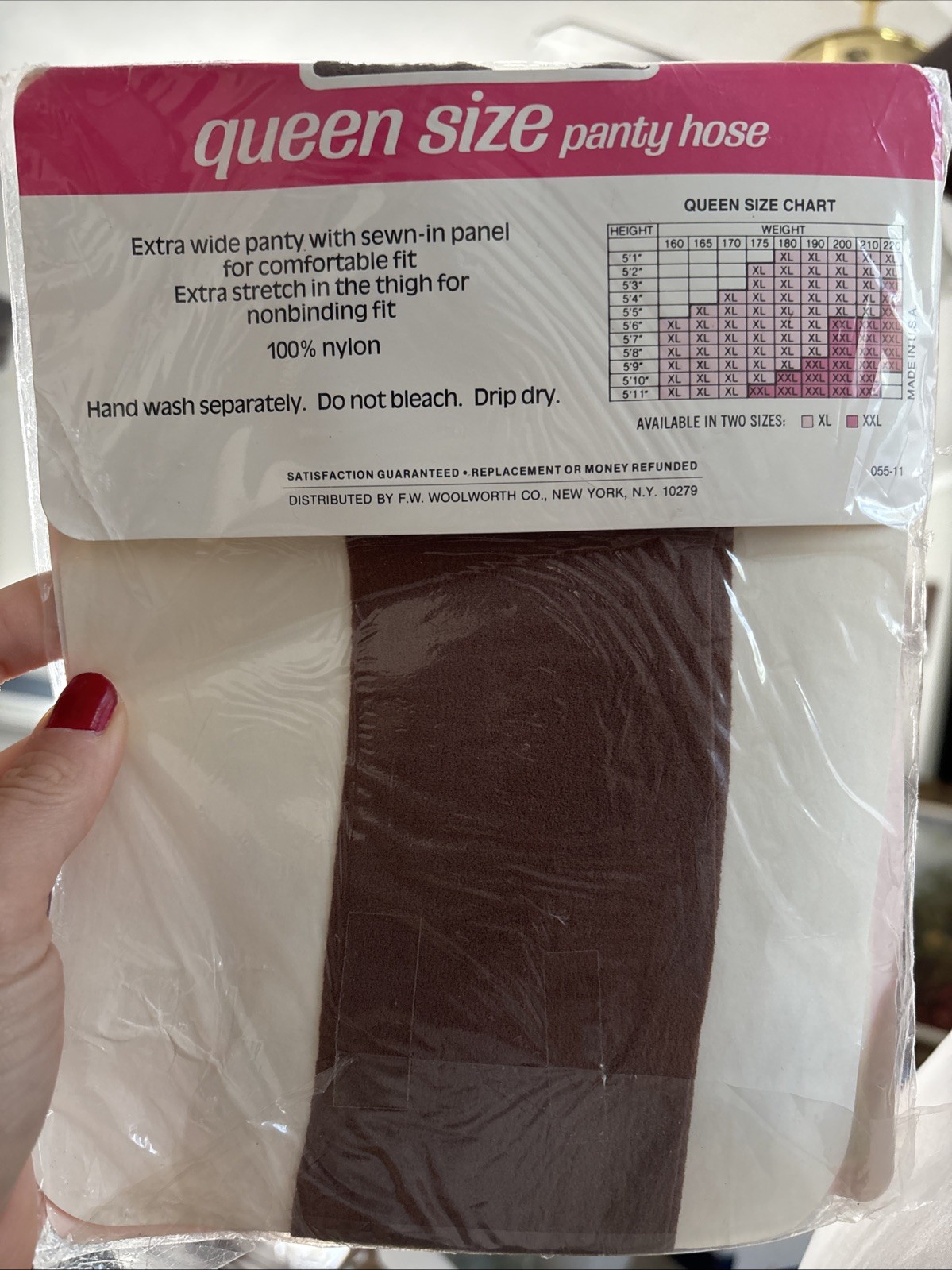 vintage pantyhose Full Figure Taupe XXL 54”hips Queen Size Nude Heel