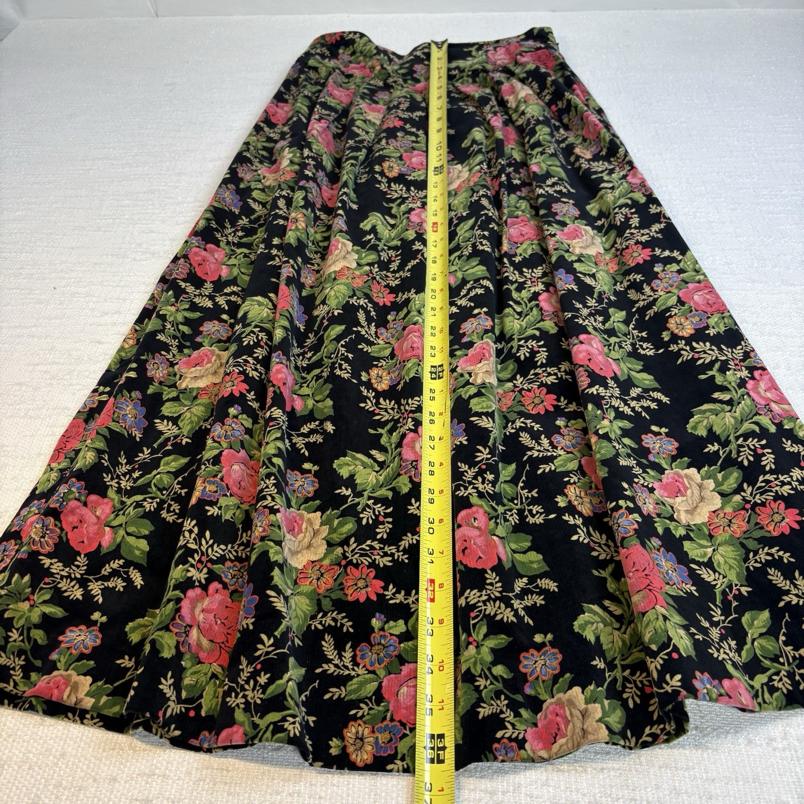 Vintage Herman Geist Hand Embroidered Cardigan & Velveteen Floral Skirt Set M