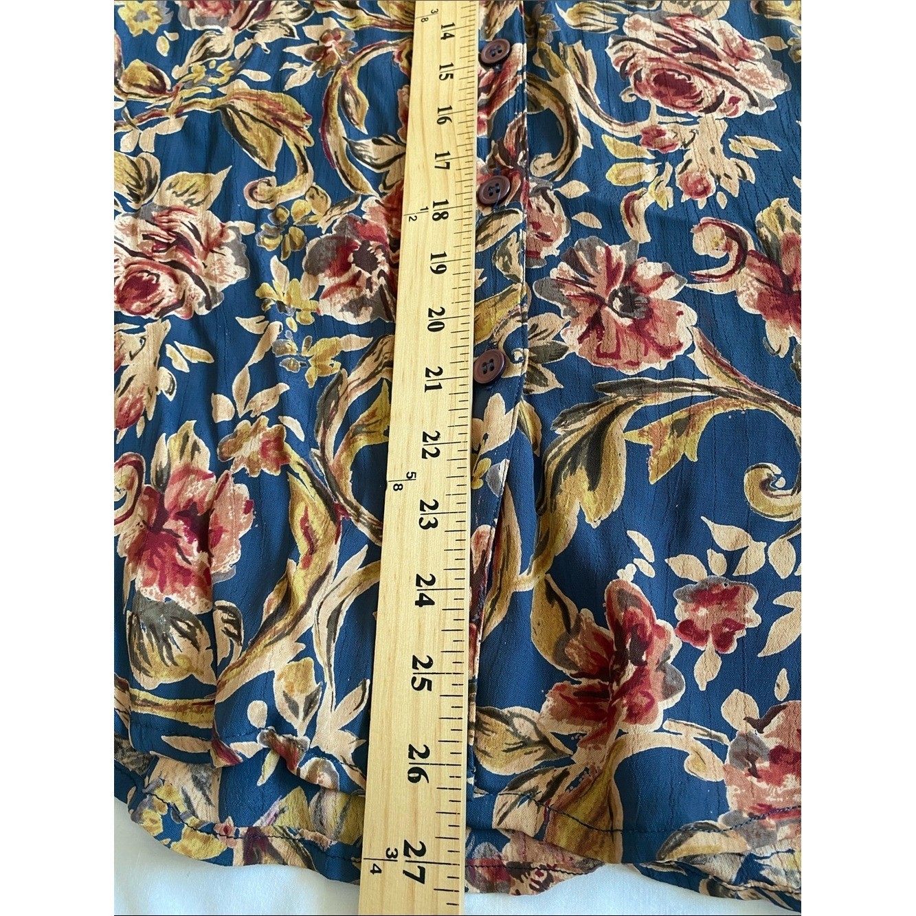 jonathan martin Sophisticates Navy Floral Button-Down Short Sleeve Blouse Vtg