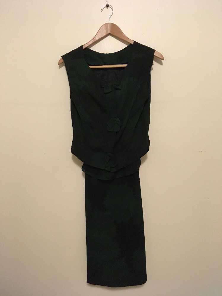 Green And Black 2 Pieces Dress Evening Wear Vintage 1980s Custom