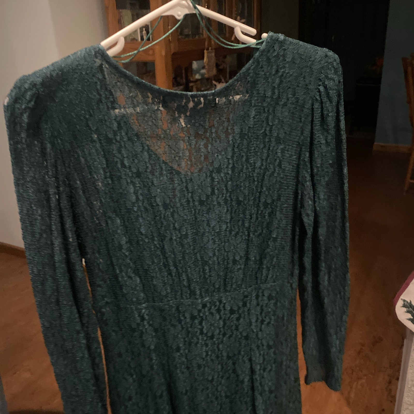 Green All That Jazz emerald jade Sheer Lace floor Fit&Flare+slip 7/8 whimsigoth