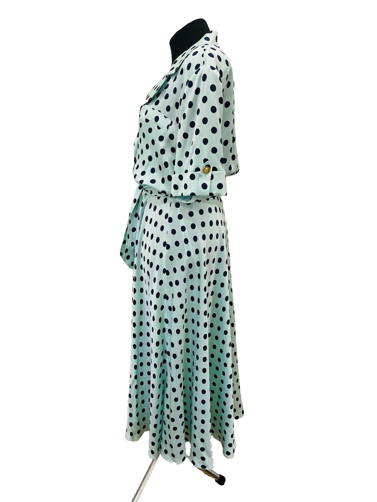 Vintage Escada by Margaretha Ley Silk Dress Polka Dot Pattern Made in Italy