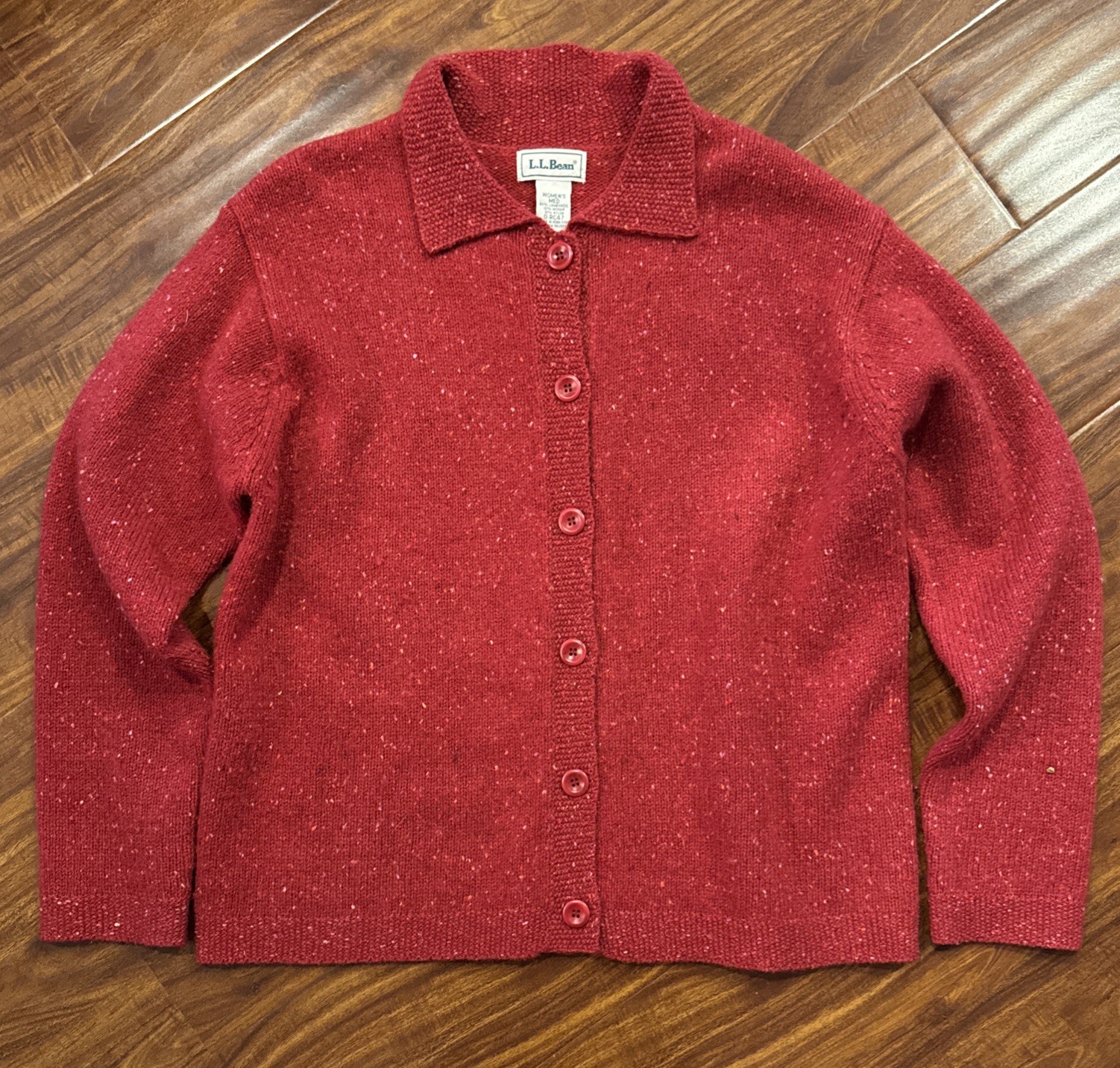 Vtg L.L.Bean Women’s Lambswool Mohair Button Down Collared Capsule Cardigan Sz M