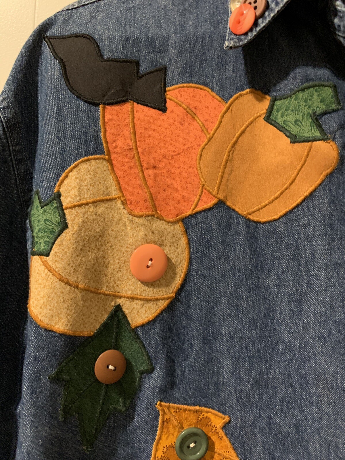 Vintage Denim Button Down With Pumpkins School Teacher Medium