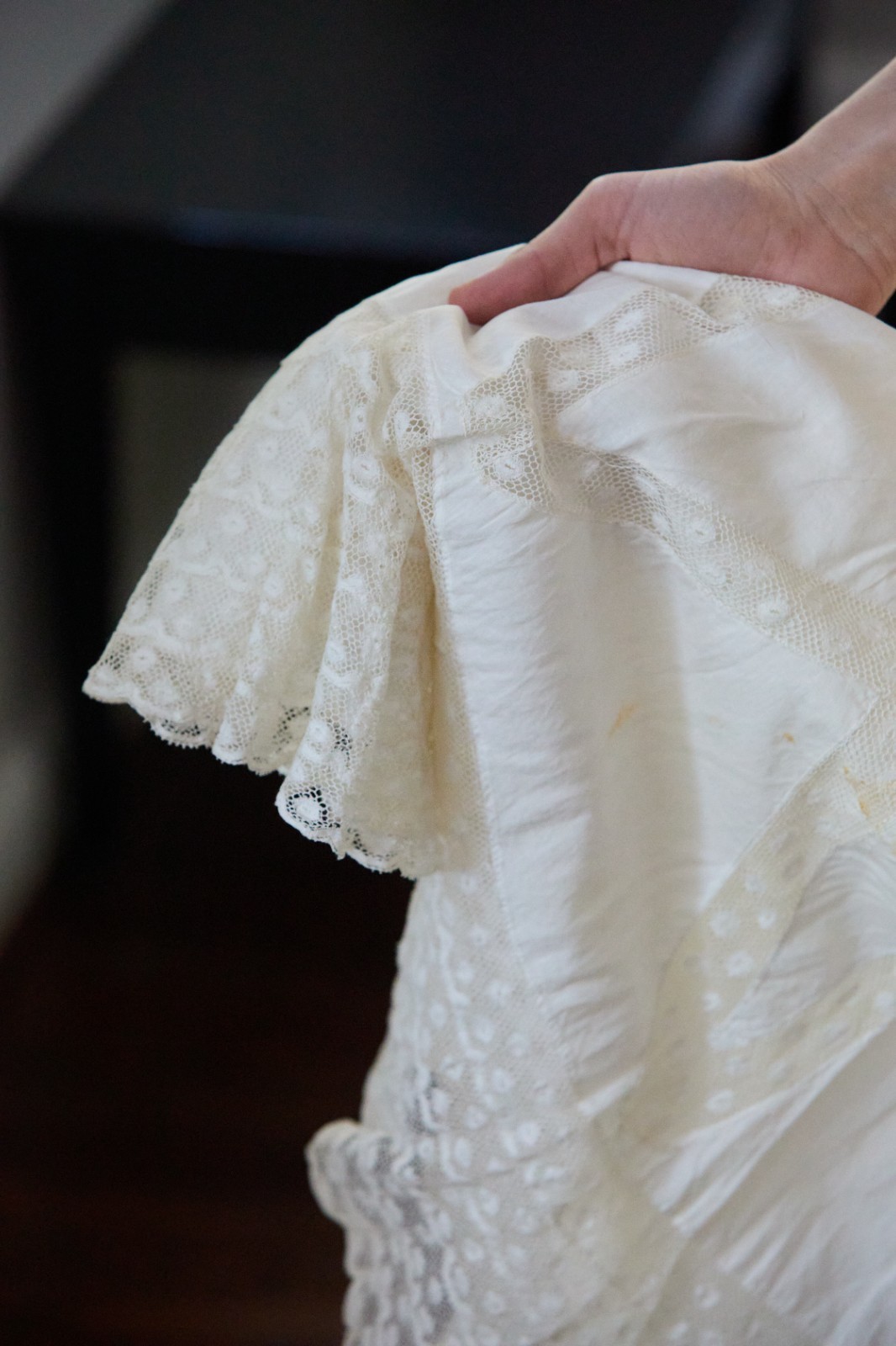 Antique Edwardian XS Skirt French valenciennes Lace Long
