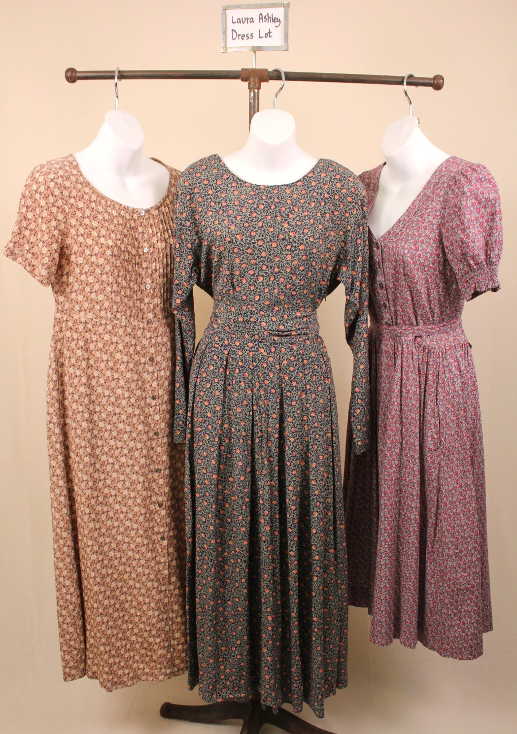 VTG 80s 90s Lot of 3 Laura Ashley Floral Silk & Cotton Dresses XS/S Dress Lot