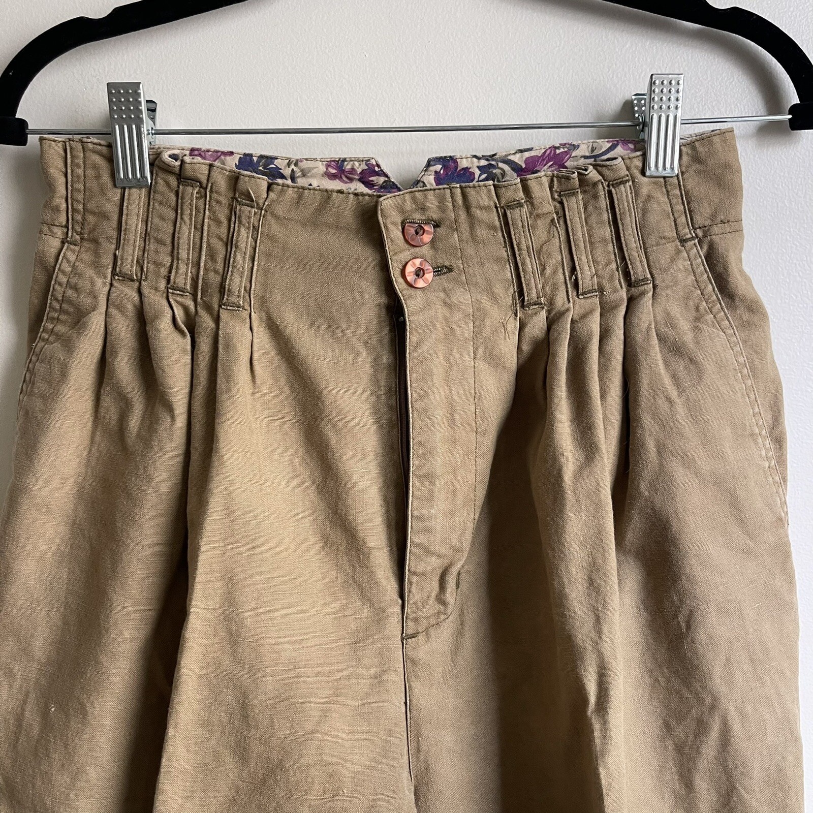 Vintage 80s Gitano Brown High Waist Pleated Tapered Leg Chino Pants 26” 5 / 6
