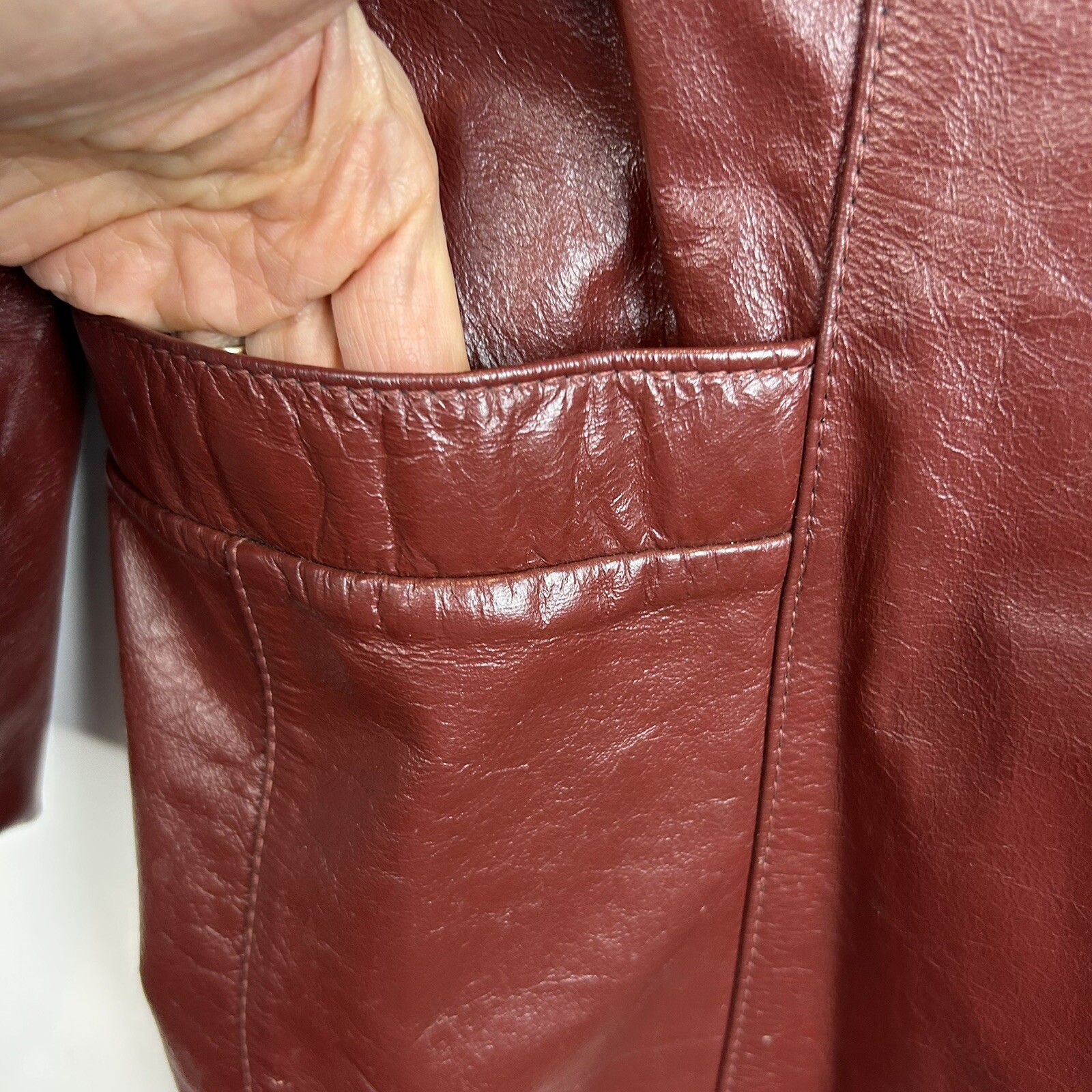 Vtg 70s Rust Brown Leather Jacket Short Womans 14 Made In Korea Read