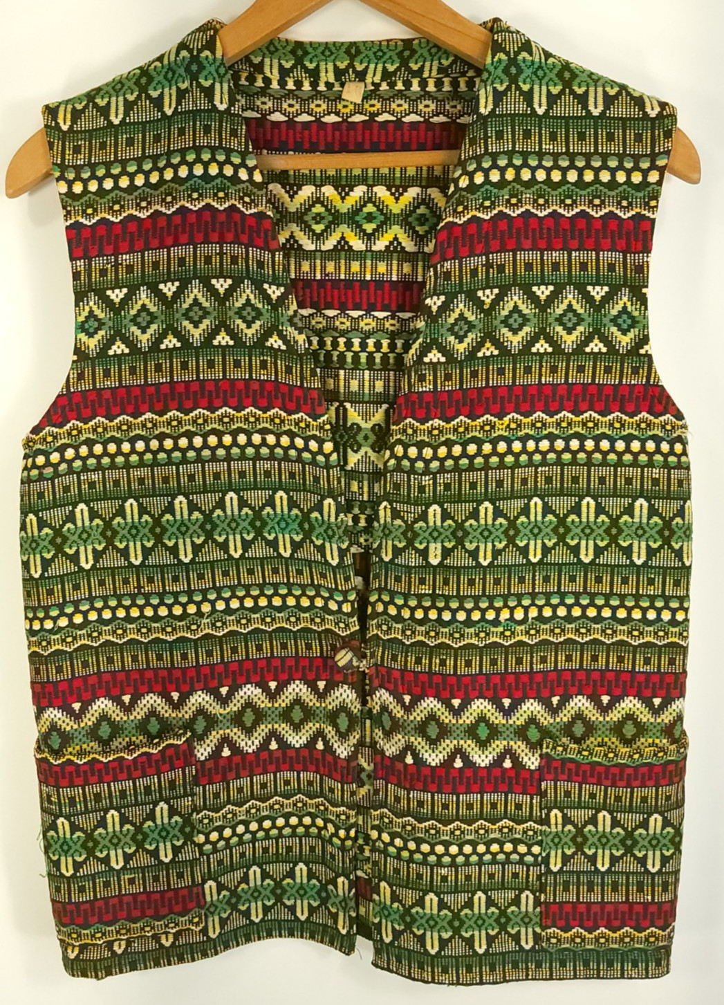 Vtg Vest Women&rsquo;s Med Red Yellow Green Embroidered Distressed
