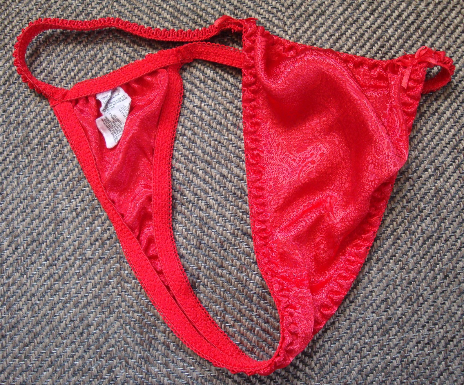 Vintage 7 L Red String Thong Silky Smooth Very Stretchy