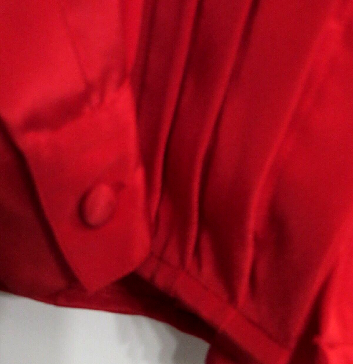 Vintage Leslie Fay Button Up Blouse Shirt Womens Petite Size 4 Small Bright Red