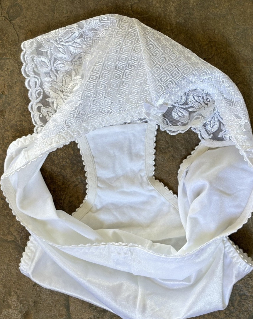 BALI Med White Second Skin & Lace Front Hi Cut Brief Panties #8281 VINTAGE NWOT
