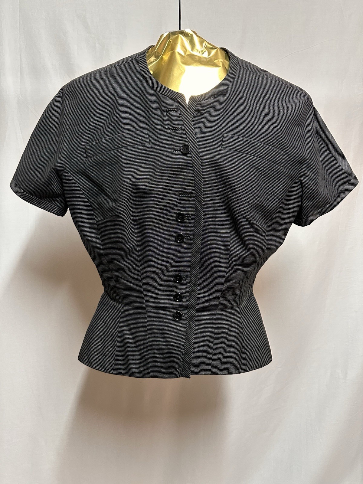 RARE *Short SLEEVE* Vintage STRIPED Women&rsquo;s 40s 50s Jacket SMALL Needs Buttons
