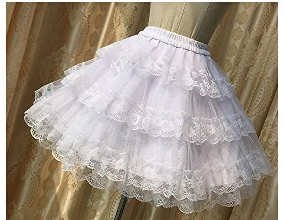3-Layered Gothic Layered Ruffled Luxury Vintage Rockabilly Petticoat Crinolin…