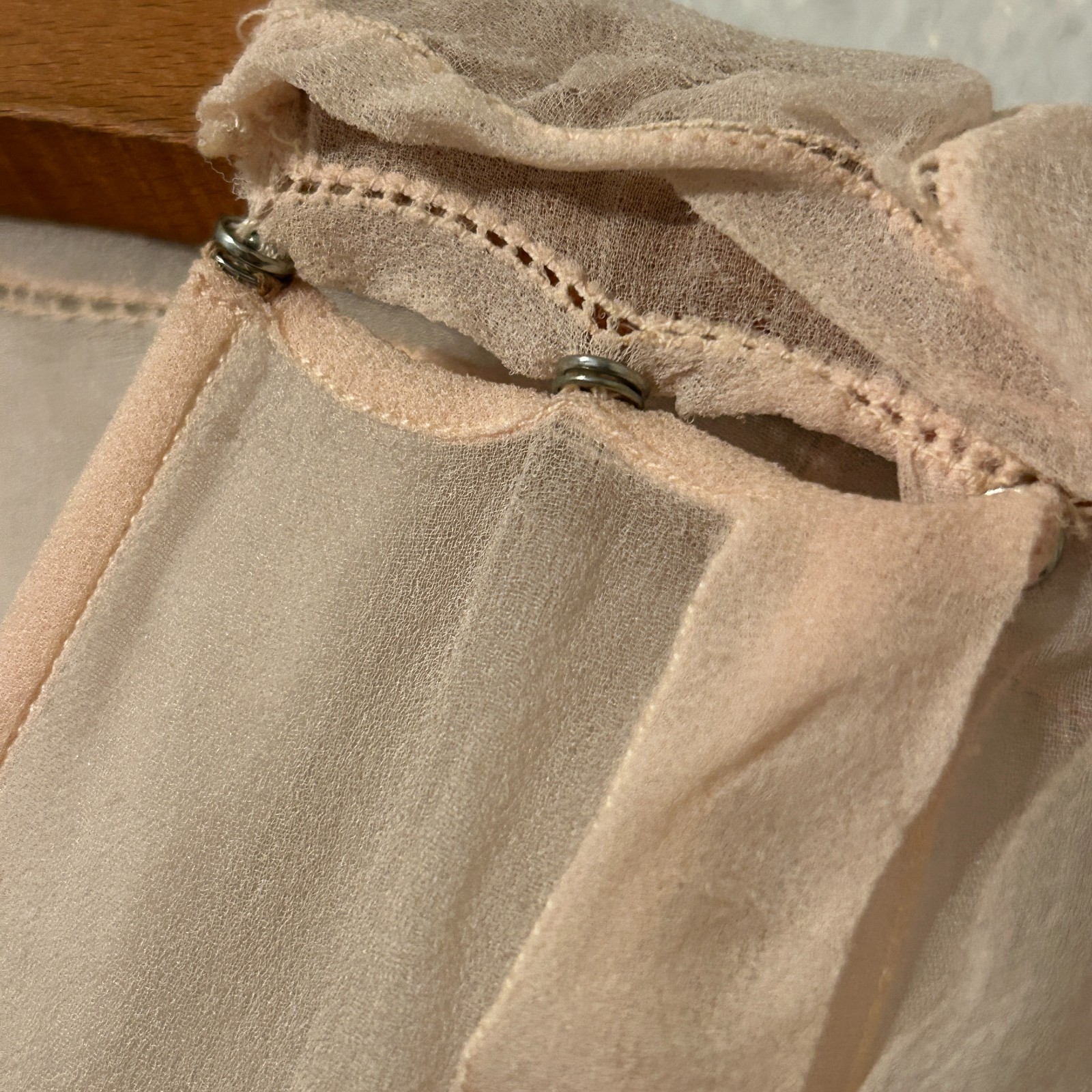 Antique 1920s Sheer Silk Chiffon Blouse Bodice Beaded Top Edwardian Bridal