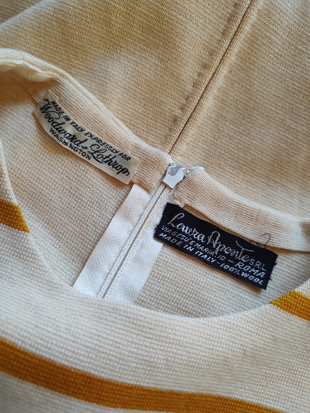 60s Vintage Dress Laura Aponte MCM Mod Space Age Shift Merino Wool Italy Beige L