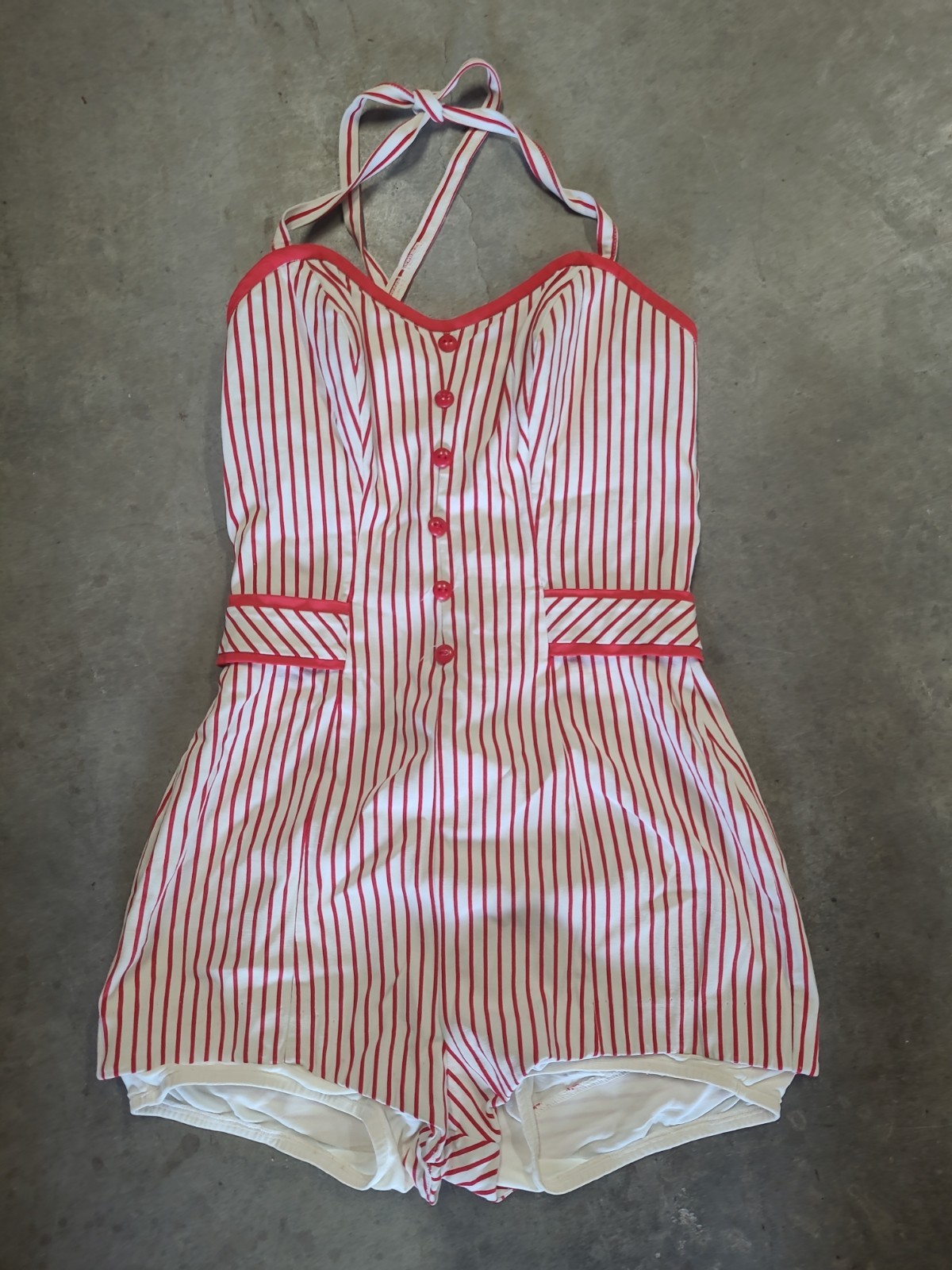 *RARE* Vintage 1940&rsquo;s/1950&rsquo;s Catalina SWIMSUIT Romper with Red And White Striped
