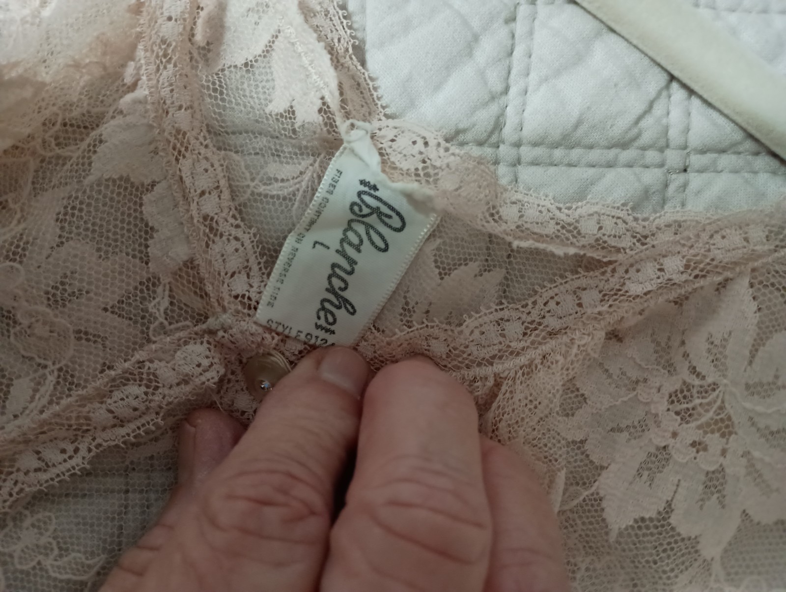 Blanche Vtg Beige Sz L Nylon Solid Lace Negligee Sleeveless Robe Kimino