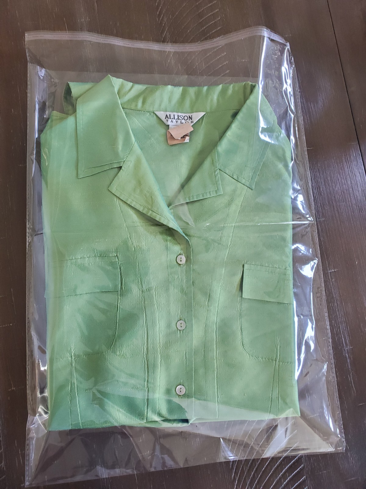 ALLISON TAYLOR Vintage Silk Lime Green 2pc Pant / Jacket Suit Women&rsquo;s XL /14