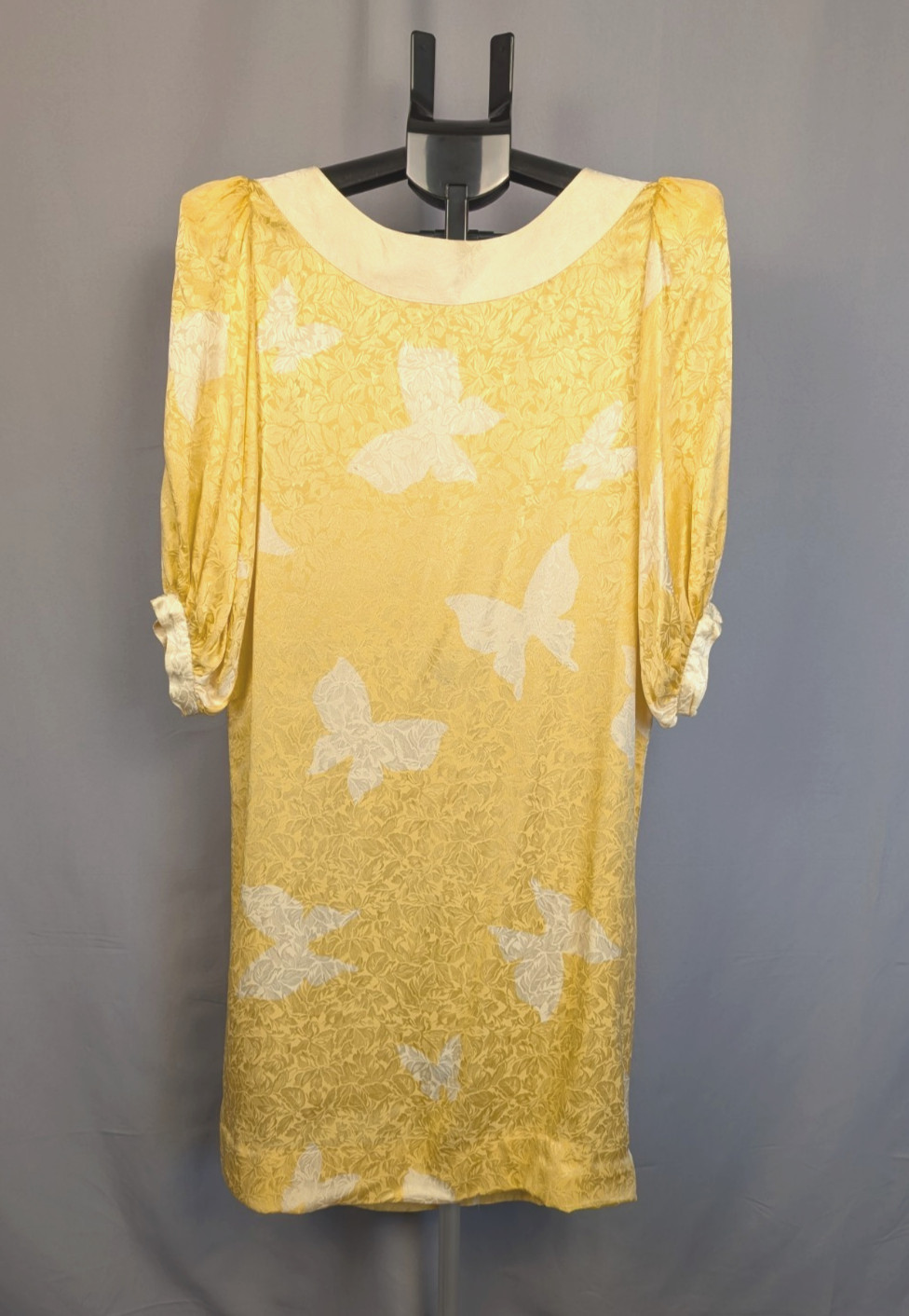 Vintage Designer Flora Kung 100% Silk Butterfly Jacquard Dress | Size 6 | 1980s