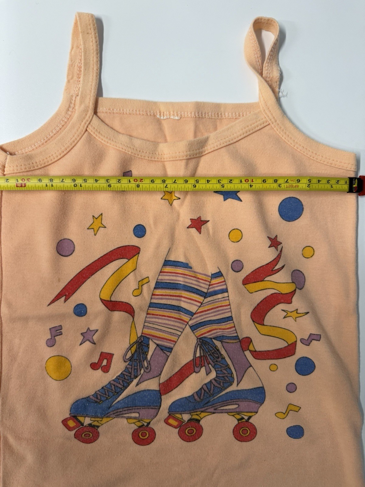 Vtg 70s 80s Roller Skate Disco Tank Top Single Stitch Rainbow Crop Graphic