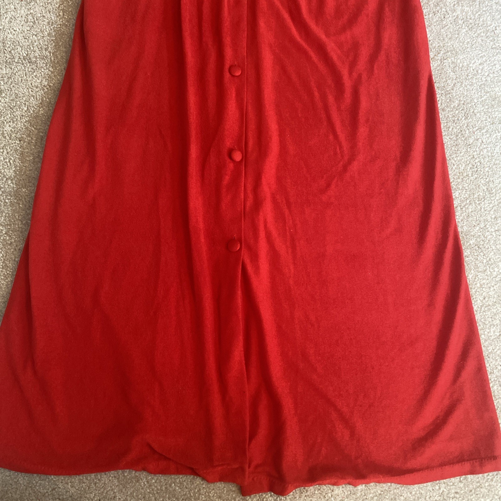Vintage Texsheen Long Sleeve Maxi Red Dressing Gown Button Robe Small